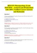 HESI PN Pharmacology Exam 2025&sol;2026 &ndash; Actual Exam 60 Questions with 100&percnt; Verified Correct Answers and Rationales