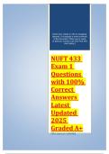 NUFT 433 Exam 1 Questions with 100&percnt; Correct Answers Latest Updated 2025 Graded A&plus;&period;
