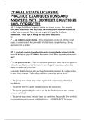 CT REAL ESTATE LICENSING PRACTICE EXAM QUESTIONS AND ANSWERS WITH CORRECT SOLUTIONS 100&percnt; CORRECT&excl;&excl;&excl;