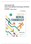 Test Bank For Quick & Easy Medical Terminology&comma; 10th Edition By Peggy C&period; Leonard&period; All Chapters 1-15 Well Covered&vert; Latest 2026&period;