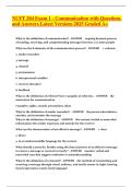 NUFT 204 Exam 1 - Communication with Questions and Answers Latest Versions 2025 Graded A&plus;&period;