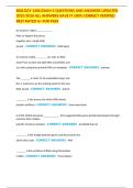 BIOLOGY 1406 EXAM 5 QUESTIONS AND ANSWERS UPDATED 2025&sol;2026 ALL ANSWERS HAVE IT 100&percnt; CORRECT VERIFIED BEST RATED A&plus; FOR PASS