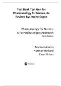 Test Bank Test Gen for Pharmacology for Nurses&comma; 6e Revised by&colon; Janine Eagon   Pharmacology for Nurses&colon; A Pathophysiologic Approach Sixth Edition