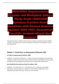 BBACO403 Organizational Behavior and Workplace Culture - Study Guide &lpar;2025&sol;2026 Syllabus&rpar; Practice Exam Questions with Correct Answers Updated 2025 100&percnt; Guaranteed Pass&excl;&excl;&excl;A&plus; Graded<<Brand New Version>>