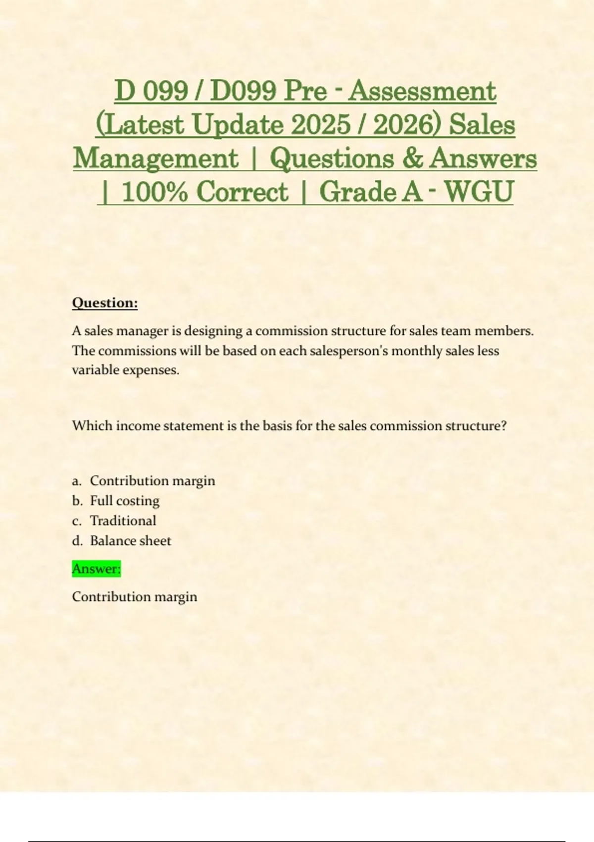 D 099 / D099 Pre - Assessment & Objective Assessment (Latest 2025 / ...