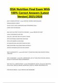 ISSA Nutrition Final Exam With 100&percnt; Correct Answers &vert;Latest Version&vert; 2025&sol;2026