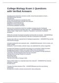 College Biology Exam 1 Questions with Verified Answers