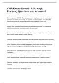 CMP Exam - Domain A Strategic Planning Questions and Answers