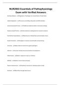 NUR2063 Essentials of Pathophysiology Exam with Verified Answers