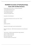 NUR2063 Essentials of Pathophysiology Exam with Verified Answers