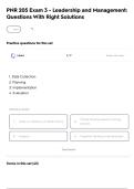 PNR 205 Exam 3 - Leadership and Management&colon; Questions With Right Solutions