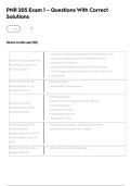 PNR 205 Exam 1 &ndash; Questions With Correct Solutions