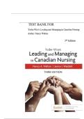 TEST BANK FOR YODER- WISE&rsquo;S LEADING AND MANAGING IN CANADIAN NURSING 3rd EDITION