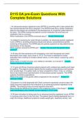 D115 OA pre-Exam Questions With Complete Solutions