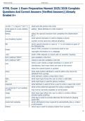HTML Exam 1 Exam Preparation Newest 2025&sol;2026 Complete  Questions And Correct Answers &lpar;Verified Answers&rpar;&vert;Already  Graded A&plus;  