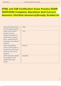 HTML and CSS Certification Exam Practice EXAM  2025&sol;2026 Complete Questions And Correct  Answers &lpar;Verified Answers&rpar;&vert;Already Graded A&plus;