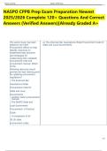 NASPO CPPB Prep Exam Preparation Newest  2025&sol;2026 Complete 120&plus; Questions And Correct  Answers &lpar;Verified Answers&rpar;&vert;Already Graded A&plus;  