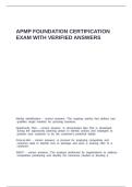 APMP FOUNDATION CERTIFICATION EXAM WITH VERIFIED ANSWERS
