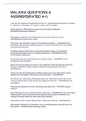 MALARIA QUESTIONS & ANSWERS&lpar;RATED A&plus;&rpar;