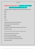 California driving exam ALL Questions and Verified Solutions Latest Update This Year