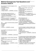 Medical Emergencies Test Questions and Answers Rated A