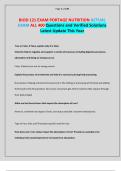 BIOD 121 EXAM  PORTAGE NUTRITION ACTUAL EXAM ALL 400 Questions and Verified Solutions Latest Update This Year