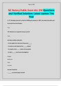 NC Notary Public Exam ALL 250 Questions and Verified Solutions Latest Update This Year