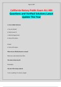 California Notary Public Exam ALL 400 Questions and Verified Solutions Latest Update This Year
