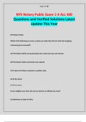 NYS Notary Public Exam 1-3 ALL 500 Questions and Verified Solutions Latest Update This Year