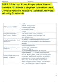 APEA 3P Actual Exam Preparation Newest  Version 2025&sol;2026 Complete Questions And  Correct Detailed Answers &lpar;Verified Answers&rpar;  &vert;Already Graded A&plus; 