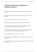 Asbestos awareness questions n answers rated A&plus; 
