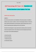 ASCP Hematology MLT Exam 1 & 2 Questions and Verified Solutions Latest Update This Year