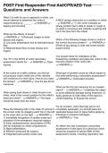 POST First Responder First Aid&sol;CPR&sol;AED Test Questions and Answers