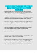 H&R BLOCK CHAPTER 12 ETHICS QUESTIONS WITH ACCURATE ANSWERS