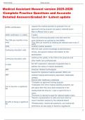 Medical Assistant Newest version 2025-2026  Complete Practice Questions and Accurate  Detailed AnswersGraded A&plus; Latest update   