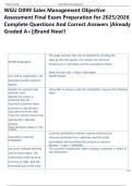 WGU D099 Sales Management Objective  Assessment Final Exam Preparation for 2025&sol;2026  Complete Questions And Correct Answers &vert;Already  Graded A&plus;&vert;&vert;Brand New&excl;&excl;
