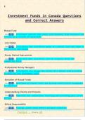 Investment Funds in Canada Questions  and Correct Answers 