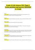 Grade 12 Life Sciences &ndash; NSC Paper 1 Terms &vert; 2024&sol;2025 &vert; Verified & Latest &vert; Graded A