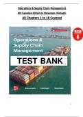 Test Bank for Operations & Supply Chain Management 8th Canadian Edition &ndash; Stevenson & Mottaghi &vert; Complete Chapters 1&ndash;18&comma; Latest Edition