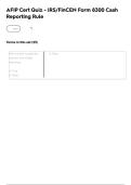 AFIP Cert Quiz - IRS&sol;FinCEN Form 8300 Cash Reporting Rule