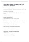 Hazardous Waste Management Final Exam well answered 