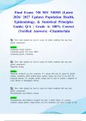 Final Exam&colon; NR 503&sol; NR503 &lpar;Latest 2026&sol; 2027 Update&rpar; Population Health&comma; Epidemiology&comma; & Statistical Principles Guide&vert; Q&sol;A &vert; Grade A&vert; 100&percnt; Correct &lpar;Verified Answers&rpar; -Chamberlain