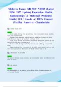 Midterm Exam&colon; NR 503&sol; NR503 &lpar;Latest 2026&sol; 2027 Update&rpar; Population Health&comma; Epidemiology&comma; & Statistical Principles Guide&vert; Q&sol;A &vert; Grade A&vert; 100&percnt; Correct &lpar;Verified Answers&rpar; -Chamberlain