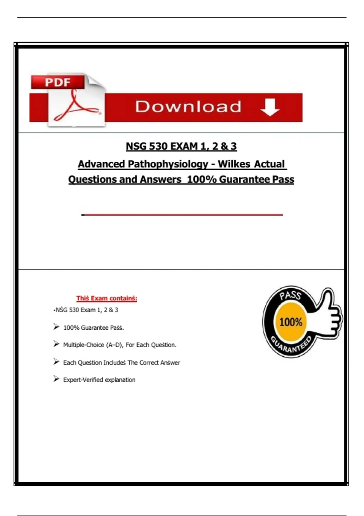 NSG 530 – Advanced Pathophysiology | Wilkes University | Exam 1–4 with ...