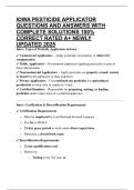 IOWA PESTICIDE APPLICATOR QUESTIONS AND ANSWERS WITH COMPLETE SOLUTIONS 100&percnt; CORRECT RATED A&plus; NEWLY UPDATED 2025