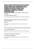 IOWA CORE PESTICIDE APPLICATOR QUESTIONS AND ANSWERS WITH COMPLETE SOLUTIONS 100&percnt; CORRECT RATED A&plus; NEWLY UPDATED 2025