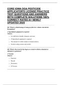 CORE IOWA DOA PESTICIDE APPLICATOR'S LICENSE PRACTICE TEST QUESTIONS AND ANSWERS WITH COMPLETE SOLUTIONS 100&percnt; CORRECT RATED A&plus; NEWLY UPDATED 2025