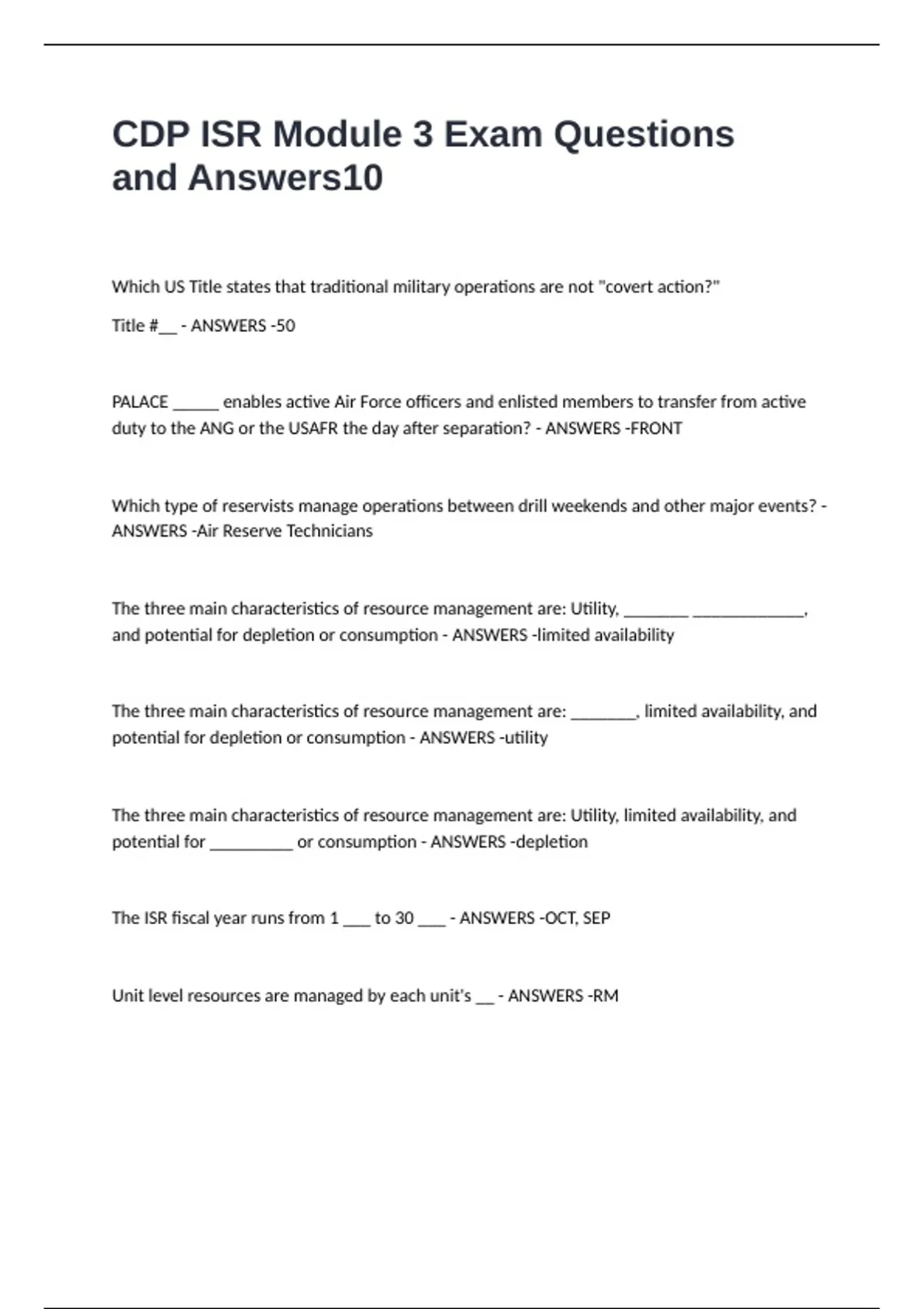 CDP ISR Module 3 Exam Questions and Answers - CDP ISR Module 3 - Stuvia US