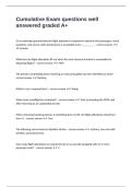 Cumulative Exam questions well answered graded A&plus;