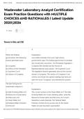 Wastewater Laboratory Analyst Certification Exam Practice Questions with MULTIPLE CHOICES AND RATIONALES &vert; Latest Update 20252026